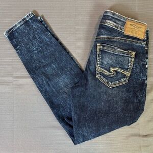 Silver Jeans Co Suki Skinny Crop Jeans W27 Curvy Fit Stretch Dark Wash
